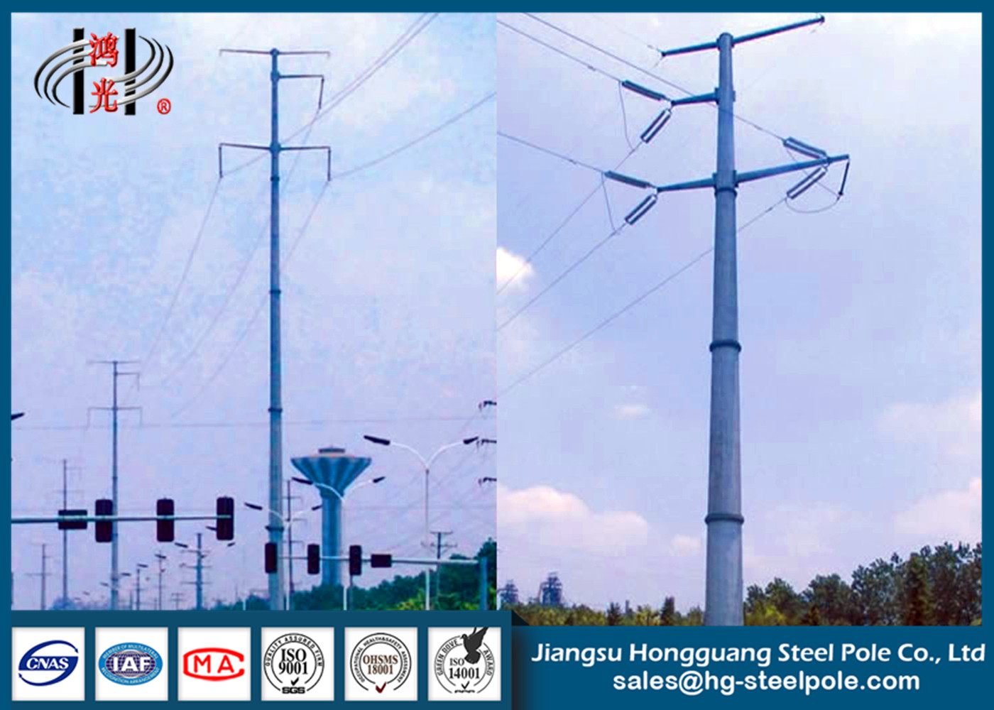 HDG poste de acero galvanizado poder poligonal para la industria eléctrica